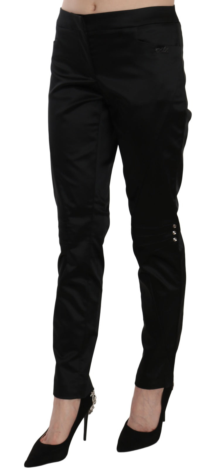 Black Mid Waist Skinny Dress Formal Trousers Pants