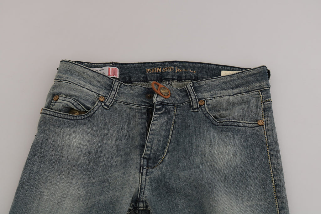 Blue Washed Low Waist Slim Fit Skinny Denim Casual Jeans