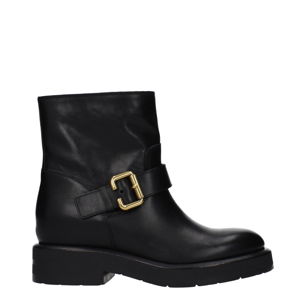 Black Leather Ankle Boots