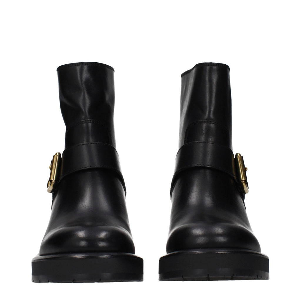 Black Leather Ankle Boots