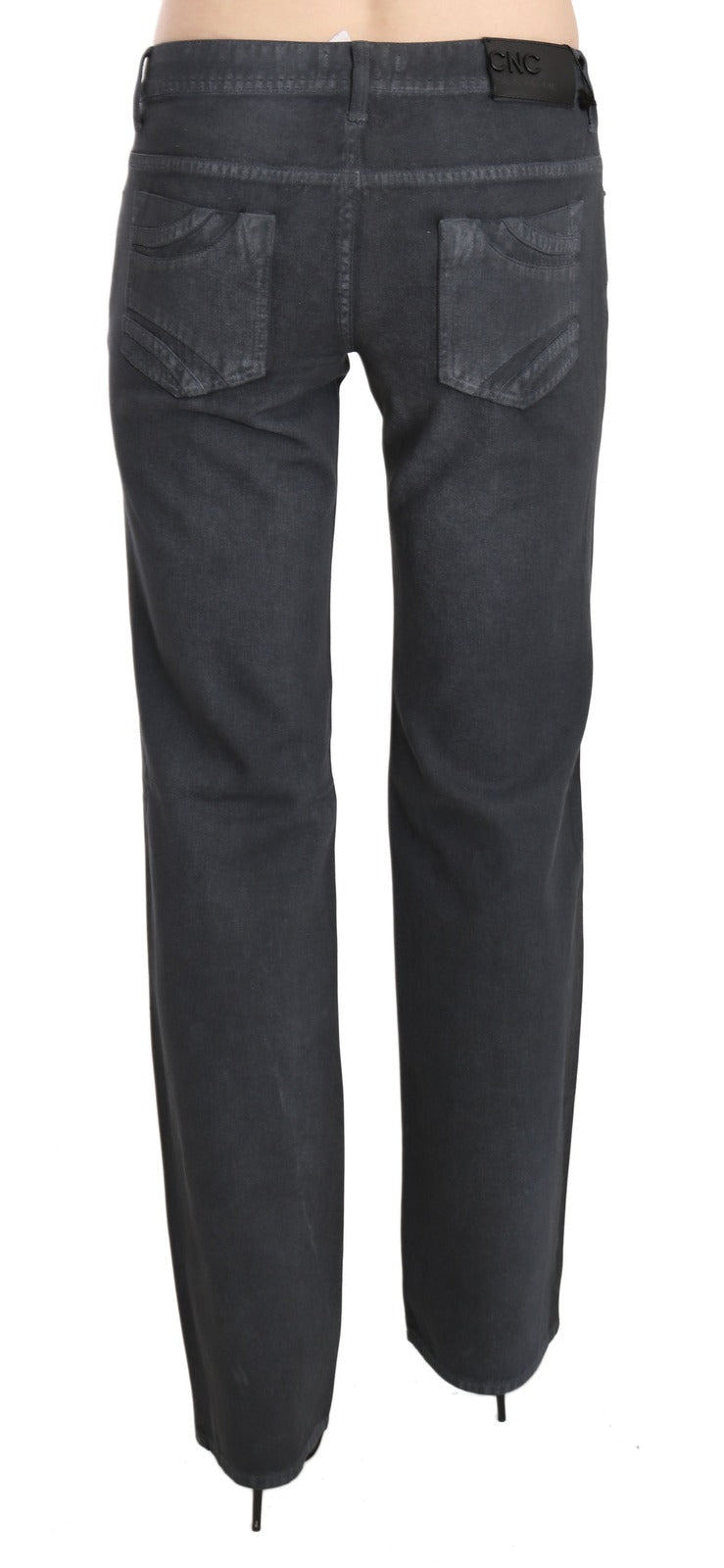 Gray Low Waist Straight Denim Pants Jeans