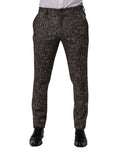 Brown Wool Plaid Skinny Dress Trouser Pants