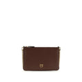PINKO Bordeaux Calf Leather Bos Taurus Shoulder Bag