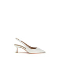 White Calf Leather Bos Taurus Mid Heel Pumps