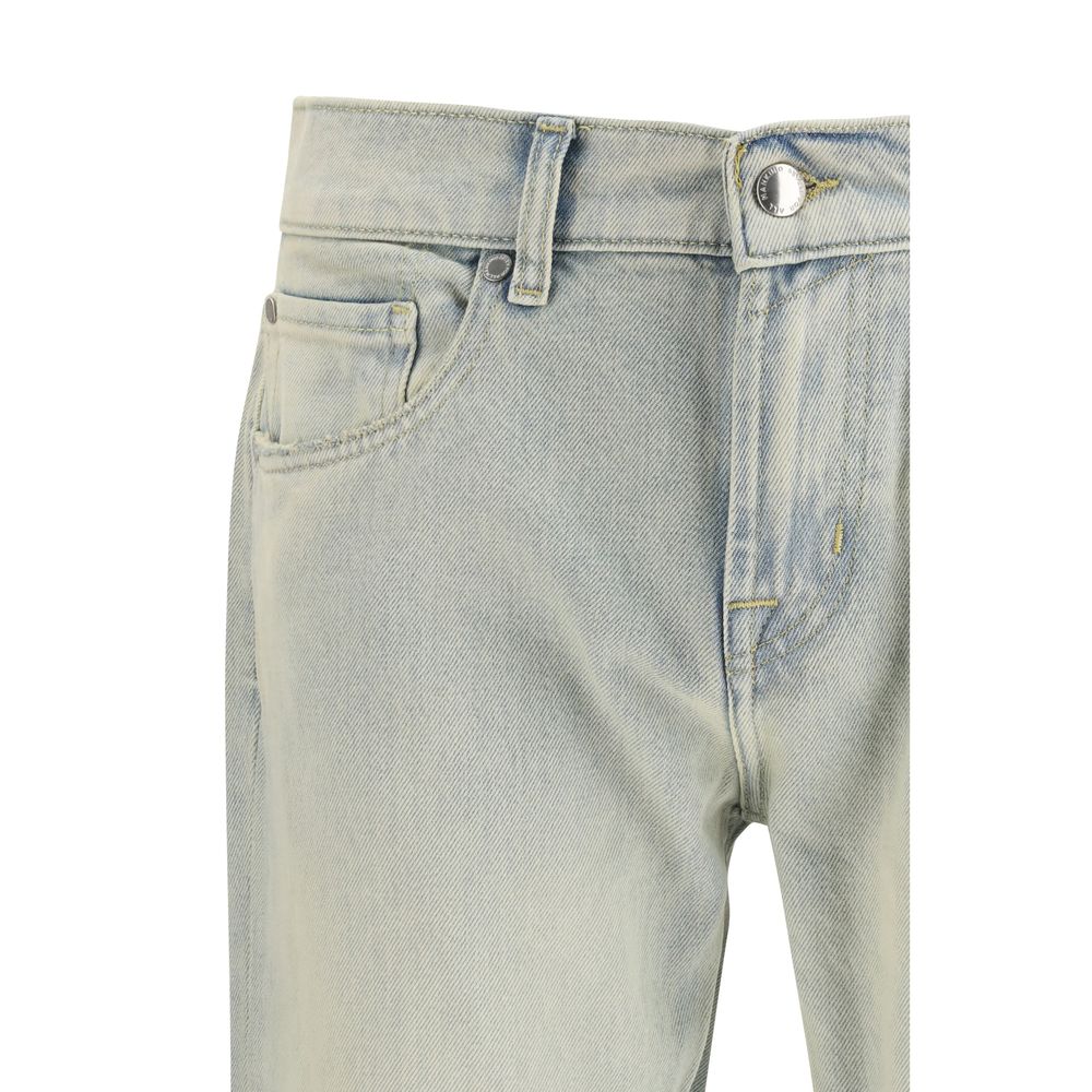 Beige Cotton Bootcut Jeans