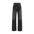 Black Cotton Straight-Leg Jeans