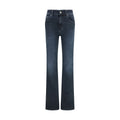 Blue Cotton Flared Jeans