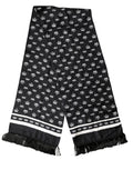 Black Silk Crown Fringe Neck Wrap 173cm x 32.5cm Scarf