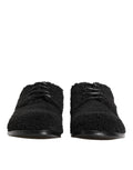 Men Black Riccio Shearling Dress Derby Shoes