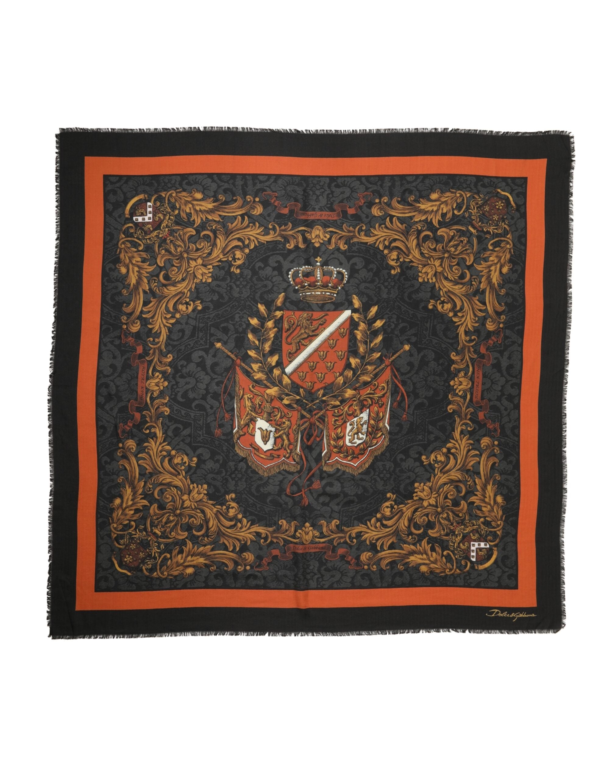 Multicolor Crest Print Cashmere 272cm x 132cm Men Scarf