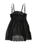 Black Silk Floral Lace Lingerie Top Underwear