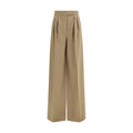 Beige Wool Casual Pants