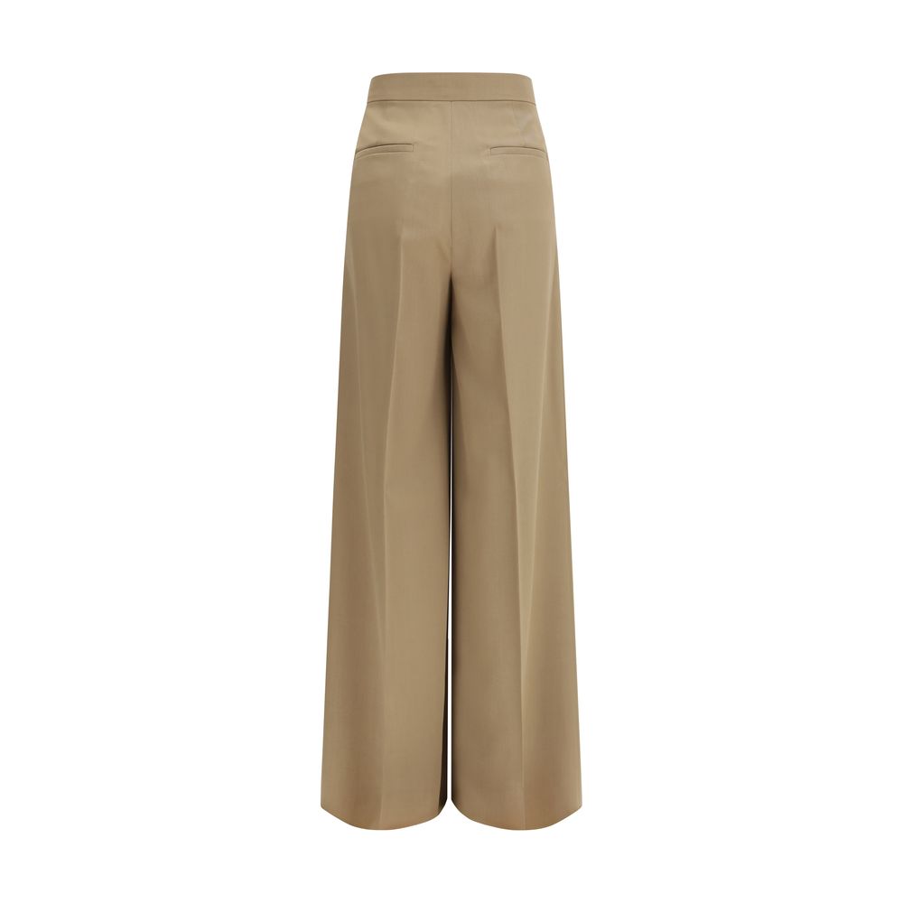 Beige Wool Casual Pants