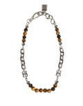 Silver Tone Brass Chain Beaded Gem DG Logo Bracelet