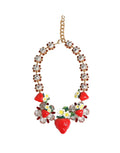 Gold Brass FRUIT Pendants Flowers Crystal Logo Necklace