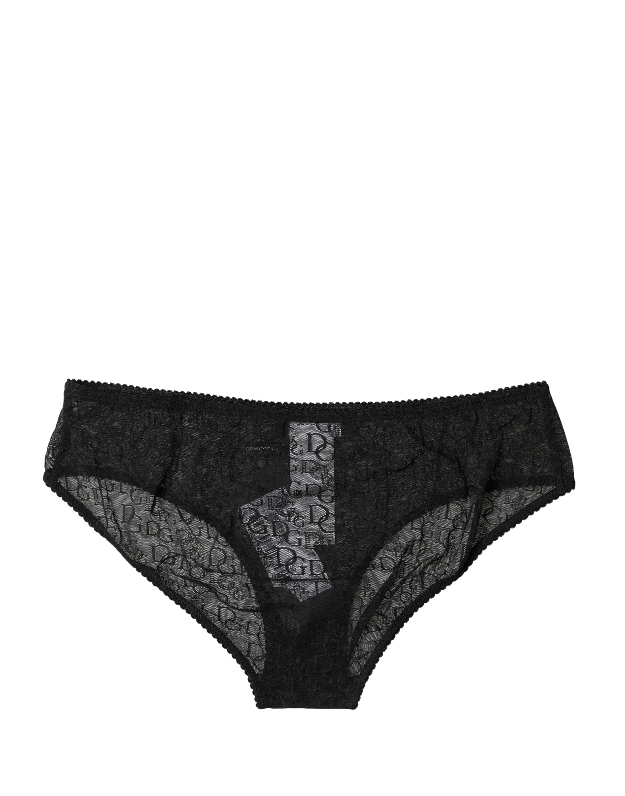 Black Nylon Stretch Mid Waist Brief Underwear
