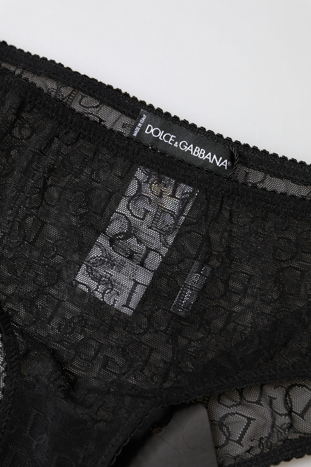 Black Nylon Stretch Mid Waist Brief Underwear