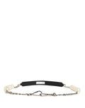 Black Leather Silver Chain Bag Accessory Shoulder Strap