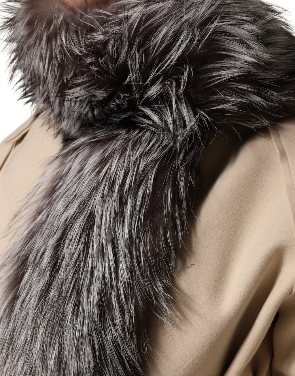 Gray Fox Fur Neck Wrap Warmer Winter Scarf