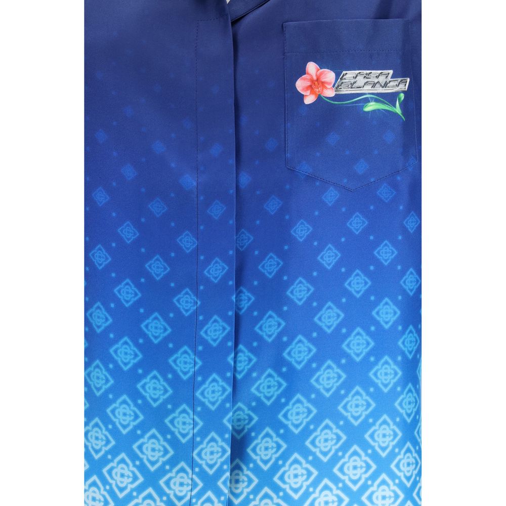 Blue Silk Pattern Shirt