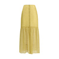 Bicolor Silk Long Skirt