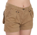 Brown Mid Waist 100% Cotton Mini Shorts