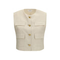 Beige Viscose Sleeveless Jacket