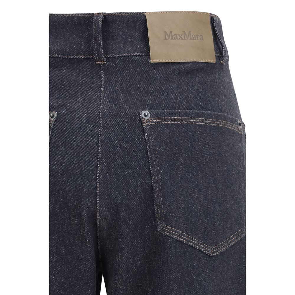 Blue Cotton Straight-Leg Jeans
