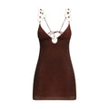 Brown Polyamide Casual Dress