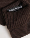 Brown Cashmere Knitted Elbow Length Mitten Gloves