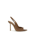 Brown Silk Stiletto Heel Sandals