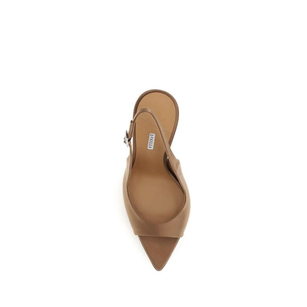 Brown Silk Stiletto Heel Sandals