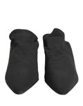 Black Suede Heel Mule Shoes