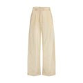 Beige Cotton Casual Pants