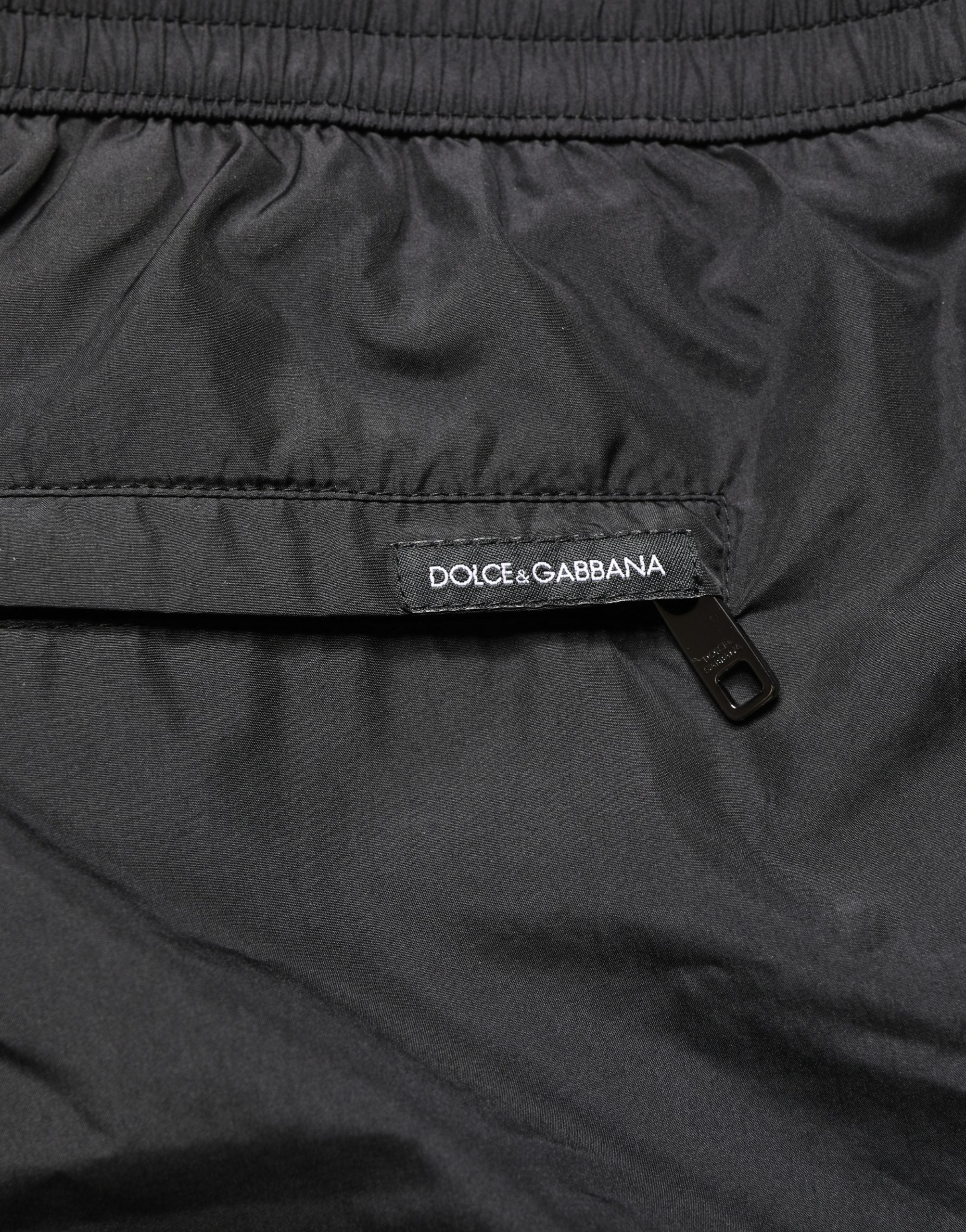 Black Polyester Drawstring Men Shorts Swimwear
