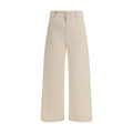 Beige Cotton Casual Pants