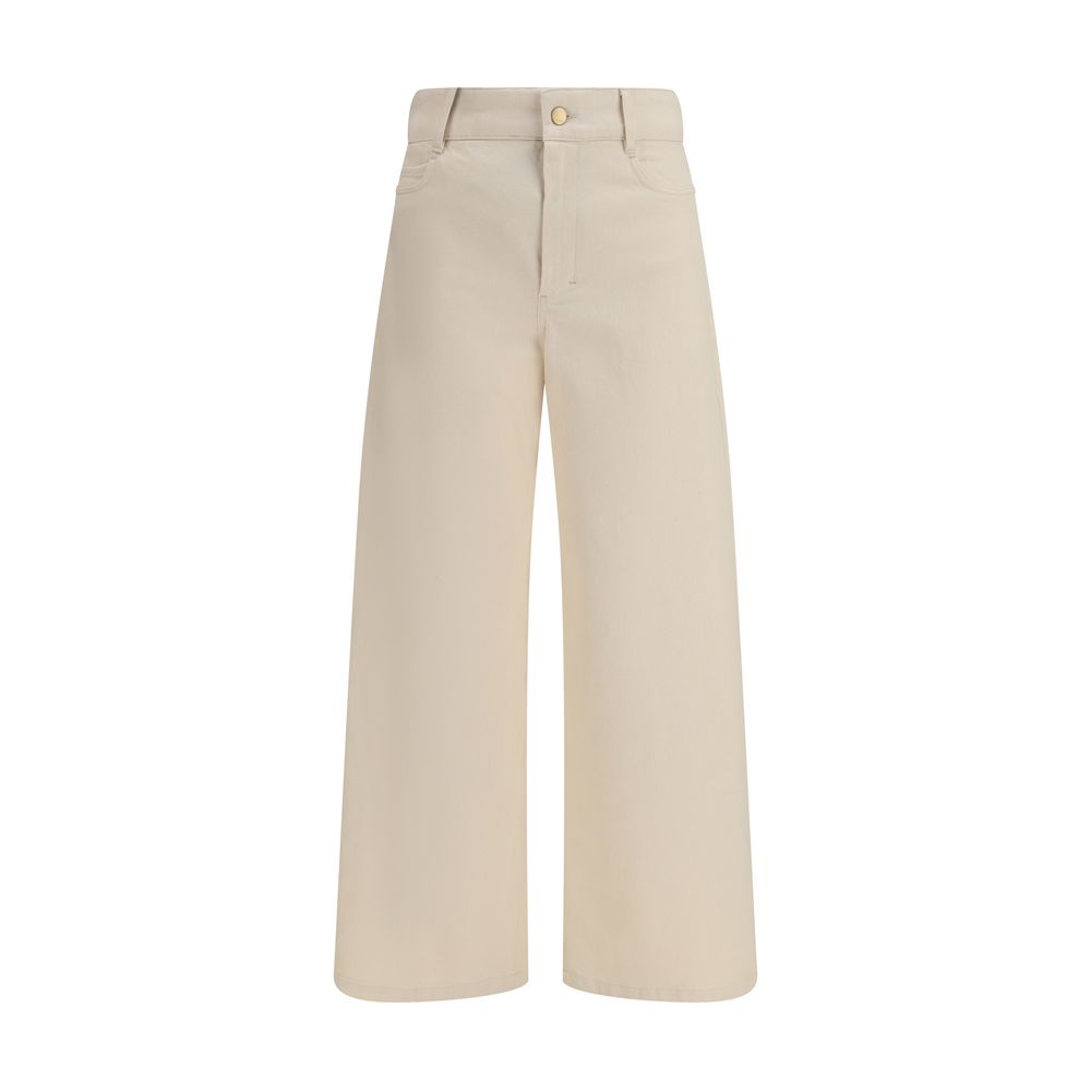 Beige Cotton Casual Pants