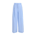 Blue Cotton Casual Pants