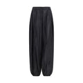 Black Polyester Casual Pants
