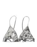 Metallic Silver Sleeveless Bustier Cropped Top