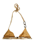 Gold-Tone Triangle Bikini Top DG Logo Swimwear