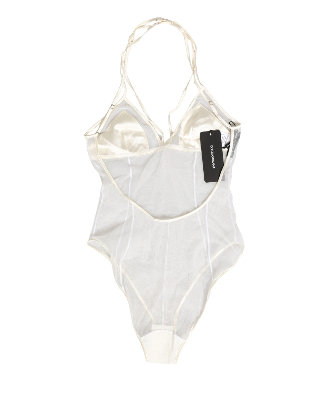 White Sheer Nylon Bodysuit Halterneck Underwear