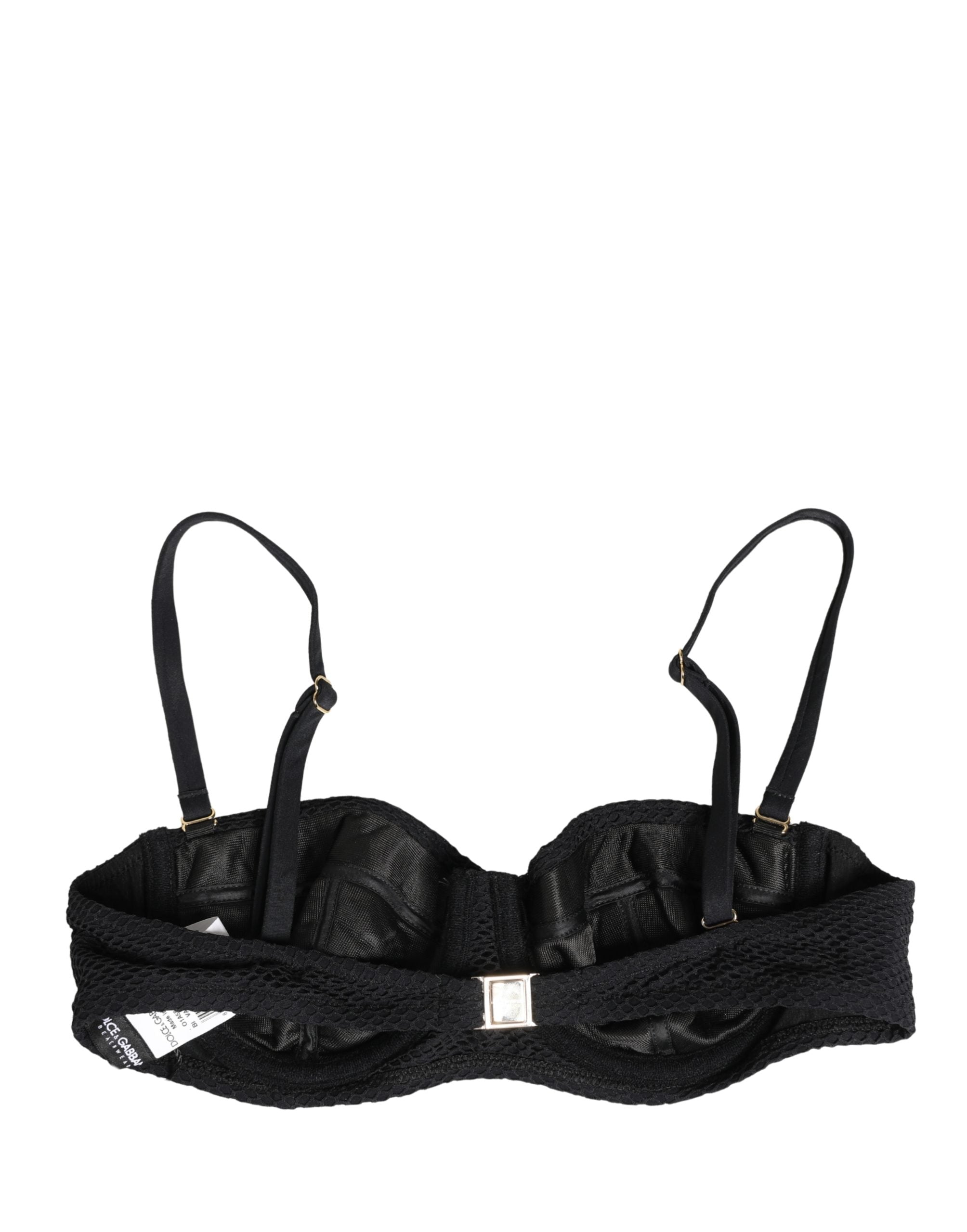 Black Nylon Padded Balconnet Brassiere Underwear