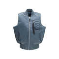 Blue Nylon Sleeveless Jacket