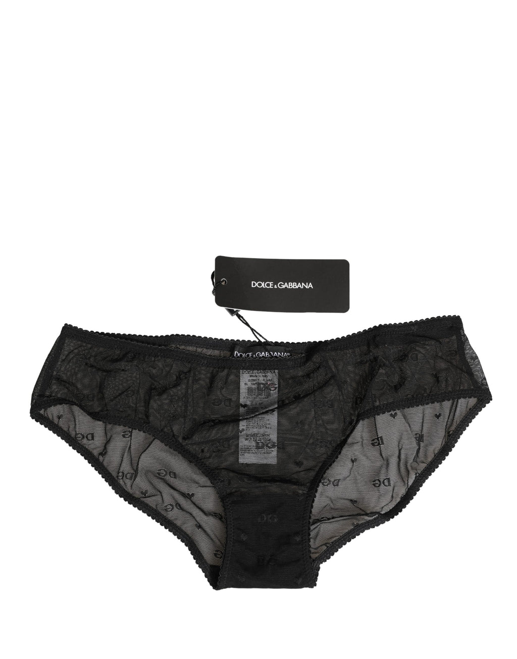 Black Sheer Mesh Lace Logo Brief Panty Underwear