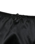 Black Silk Stretch Mid Waist Brief Panty Underwear