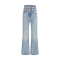Blue Cotton Flared Jeans