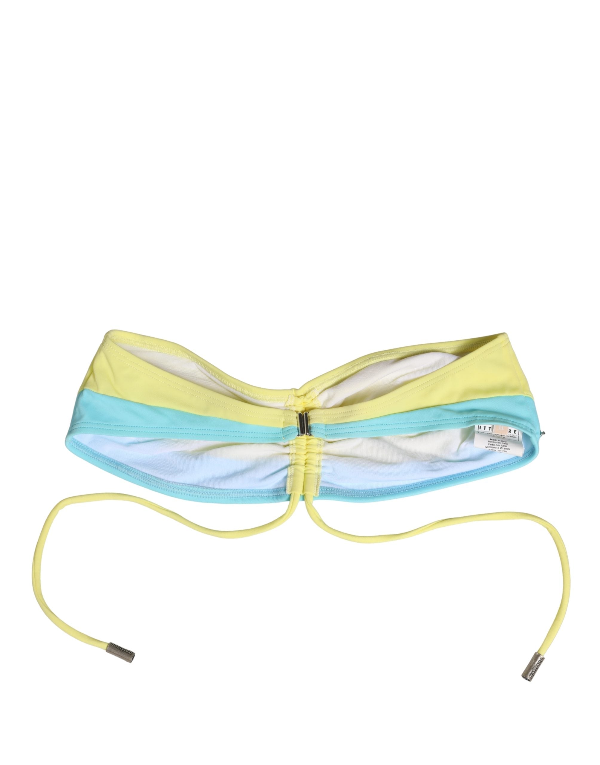 Yellow Blue Bandeau Top Bikini Bottom 2 Piece Swimwear