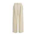 Beige Viscose Casual Pants