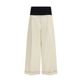 Beige Cotton Casual Pants